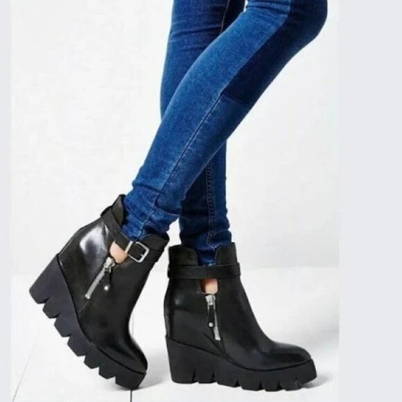 Ash Ricky Lug Sole leather Platform Wedge Booties - Size EU37 - NWOT - Picture 2 of 16